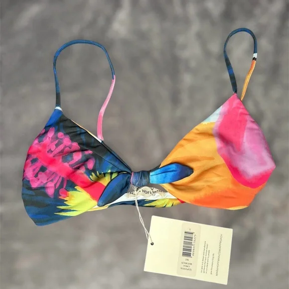 NWOT Mara Hoffman Multicolor Floral Bikini Top - Picture 3 of 5